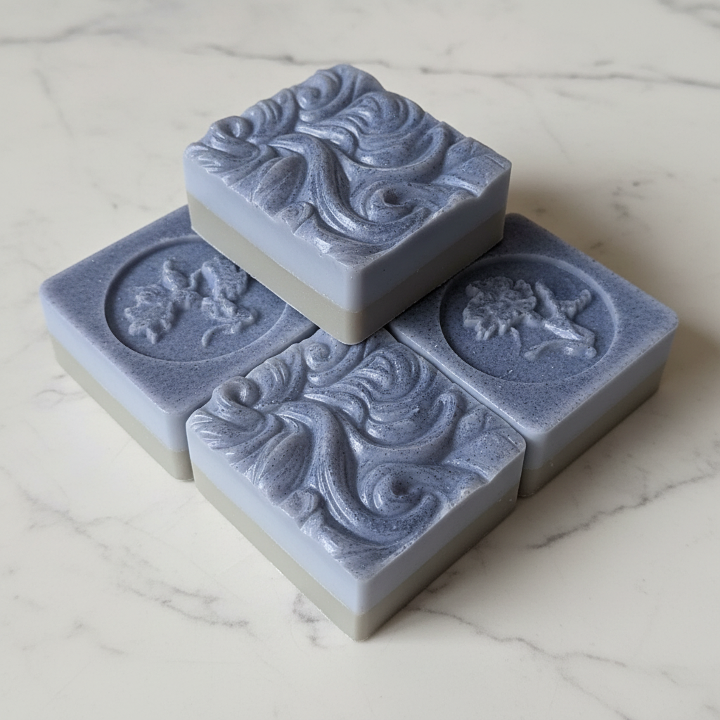 Goat Milk Dual Color Soap bars on white marble